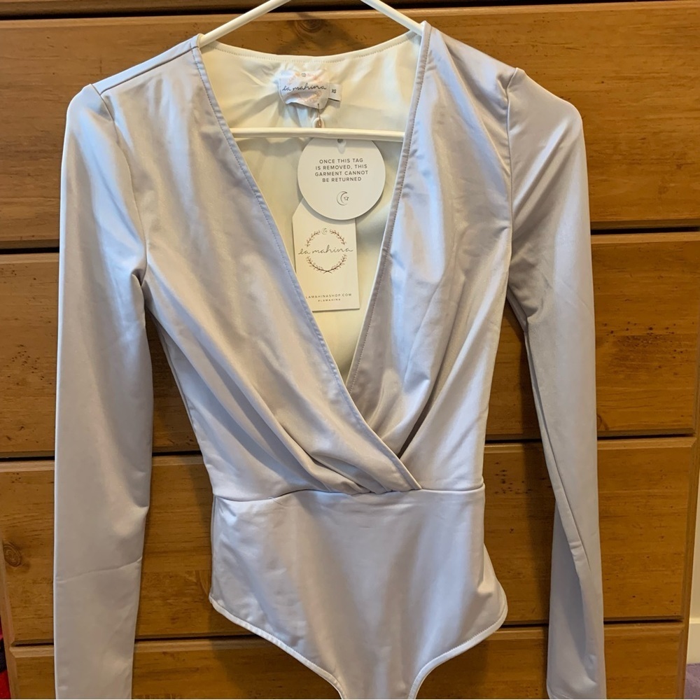 NA-KD Silver Long Sleeve Bodysuit
